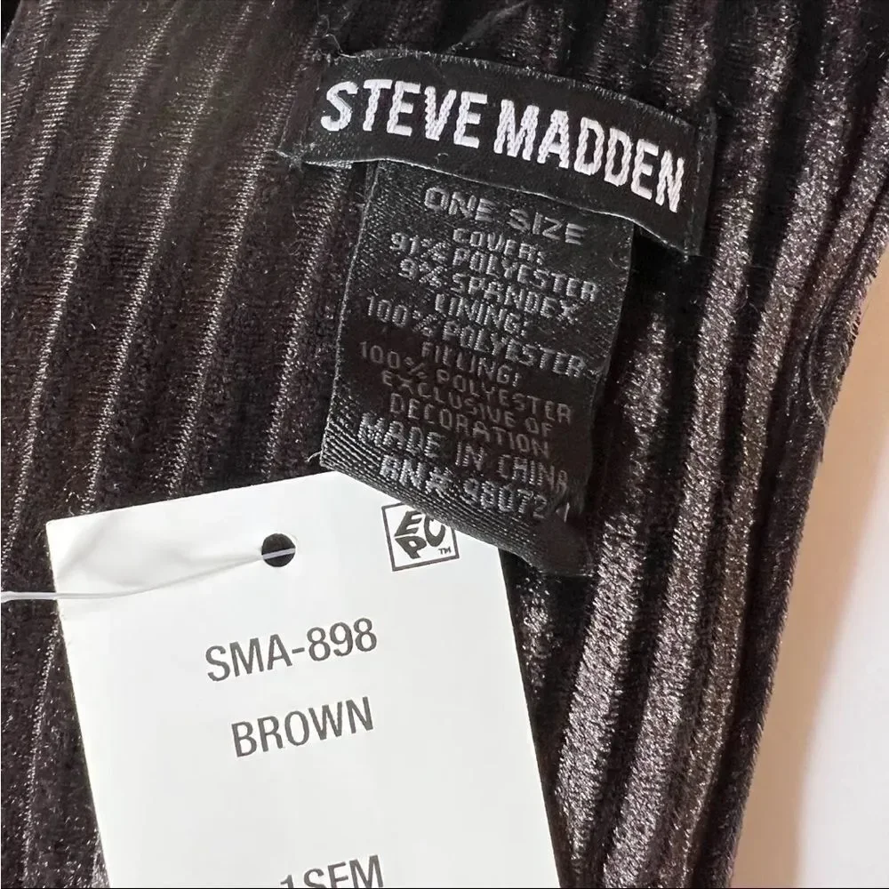 New Steve Madden Velvet Effect Ribbed Puffy Scarf Brown, women accessories…